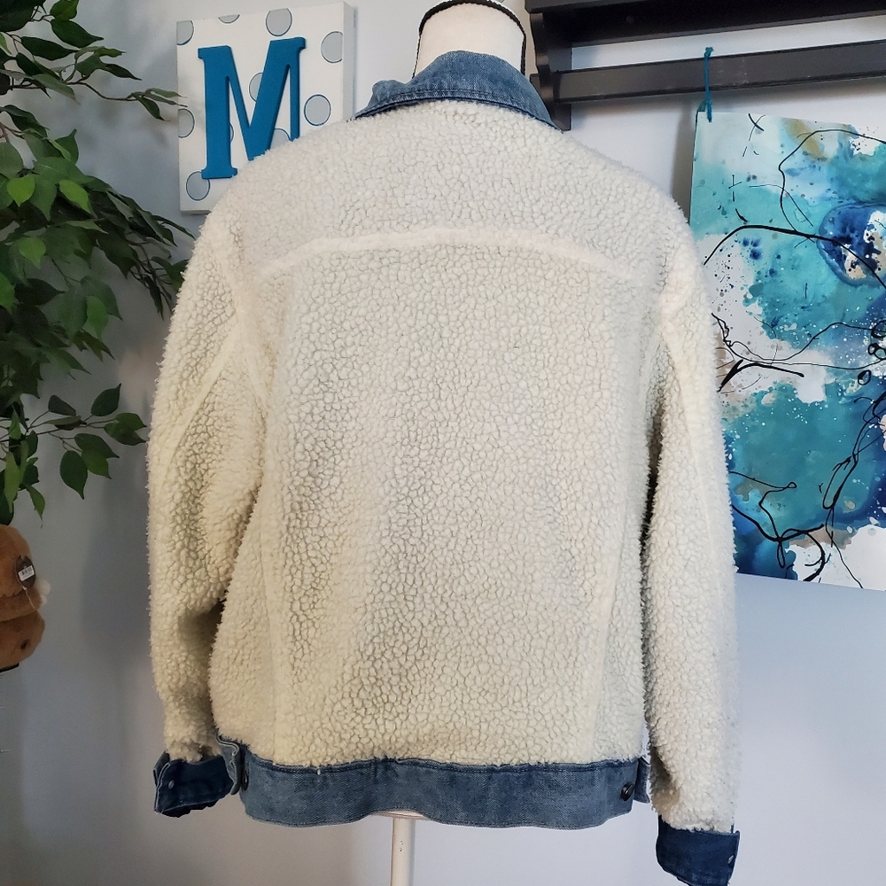 WILD FABLE Faux Sherpa Jersey Lined Jean Jacket XXL - Picture 3 of 9